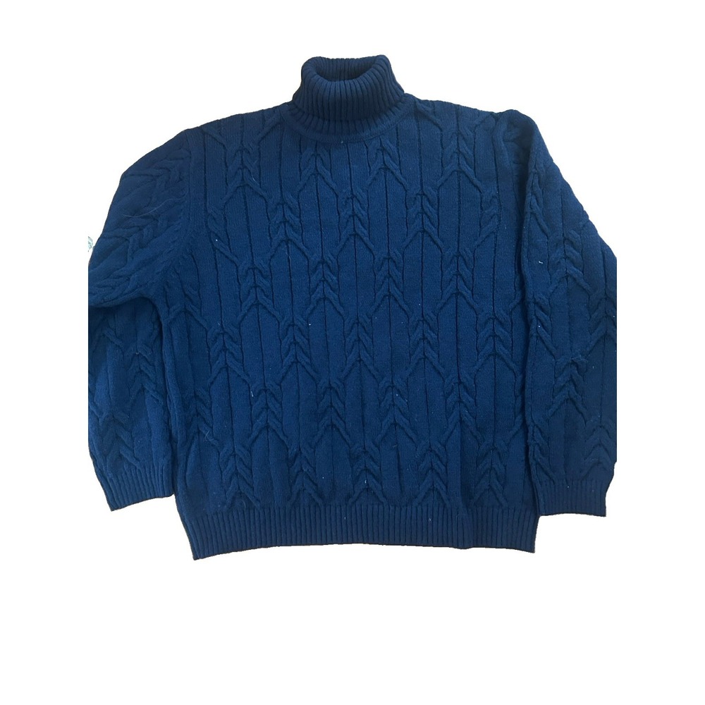Grace Karin NWT Mens 2XL Navy Cable Knit Turtleneck Sweater Pullover